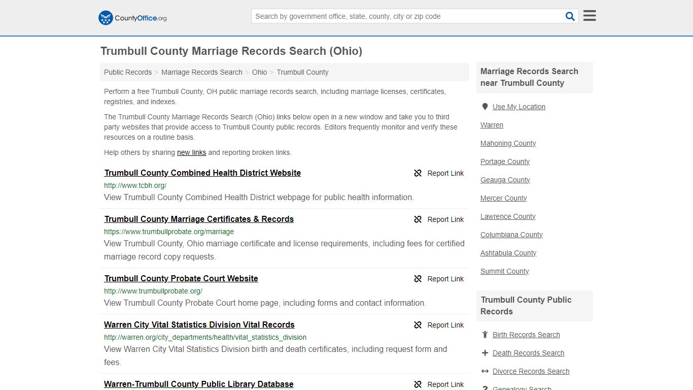 Marriage Records Search - Trumbull County, OH (Marriage Licenses ...